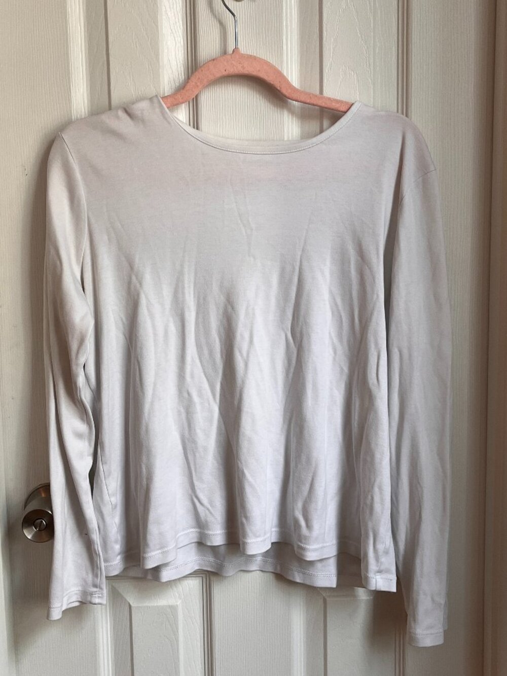 [$5 in a bundle] L.L. Bean white long sleeve pima cotton cropped shirt size L